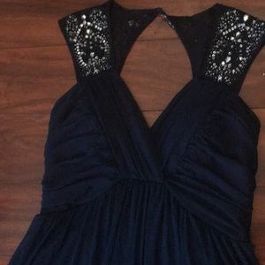 Navy blue crystal embroidered dress